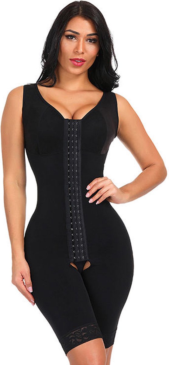 Wow Peach - Full Bodysuit met Corset - Verstelbare Haakjes - met Plas gat - Corrigende ondergoed - Butt & Chest Lift - Waist Trainer - Body Shaper - Corset Band - Shapewear - Zwart - X-Large