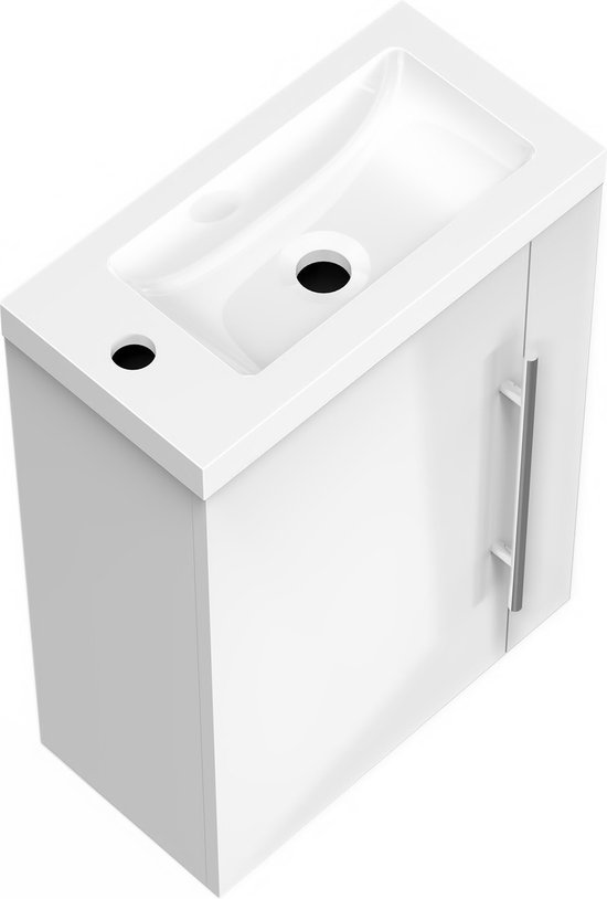 Badkamermeubel 45 cm hoogglans wit Wastafel met badmeubel,soft-close  functie | bol