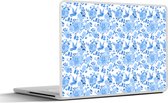 Laptop sticker - 13.3 inch - Bloemen - Patroon - Blauw - 31x22,5cm - Laptopstickers - Laptop skin - Cover