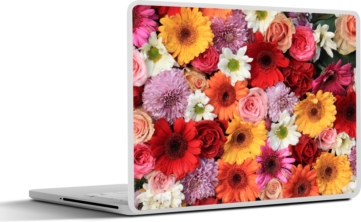 Laptop sticker - 11.6 inch - Bloemen - Kleuren - Gerbera - Rozen - 30x21cm - Laptopstickers - Laptop skin - Cover