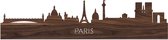 Skyline Parijs Notenhout - 80 cm - Woondecoratie - Wanddecoratie - Meer steden beschikbaar - Woonkamer idee - City Art - Steden kunst - Cadeau voor hem - Cadeau voor haar - Jubileum - Trouwerij - WoodWideCities