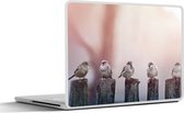 Laptop sticker - 15.6 inch - Vogels - Mussen - Paaltjes - Hout - 36x27,5cm - Laptopstickers - Laptop skin - Cover