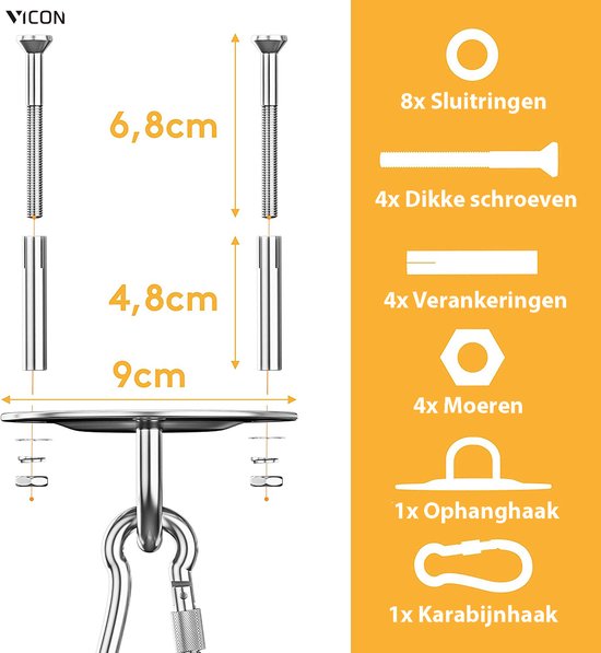 SELEWARE Bokszakhouder, plafondhaak, zware belasting