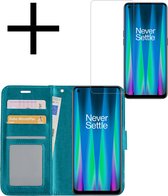 Hoes Geschikt voor OnePlus Nord CE 2 Lite Hoesje Book Case Hoes Flip Cover Wallet Bookcase Met Screenprotector - Turquoise