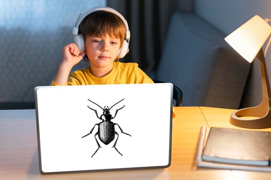 Autocollant pour ordinateur portable - 12,3 pouces - Coccinelle - Animaux - Vintage - Zwart et blanc - 30x22cm - Autocollants pour ordinateur portable - Peau pour ordinateur portable - Couverture