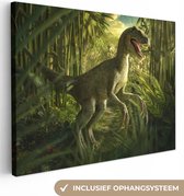 Cavnasdoek kinderen - Decoratie kinderkamers - Dinosaurus - Jungle - Kinderen - Jongens - Meisjes - Wanddecoratie - Canvas schilderij dino80x60 cm