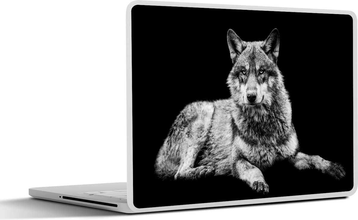 Laptop sticker - 10.1 inch - Wilde dieren - Wolf - Zwart - Wit - 25x18cm - Laptopstickers - Laptop skin - Cover