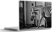 Laptop sticker - 15.6 inch - Zebra - Muur - Deur - Dieren - Zwart wit - 36x27,5cm - Laptopstickers - Laptop skin - Cover