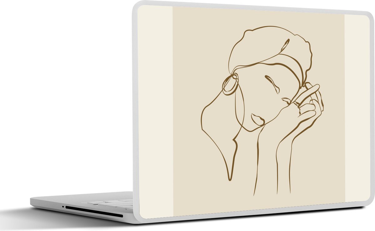 Laptop sticker - 14 inch - Vrouw - Line art - Quotes - Tekst - 32x5x23x5cm - Laptopstickers - Laptop skin - Cover