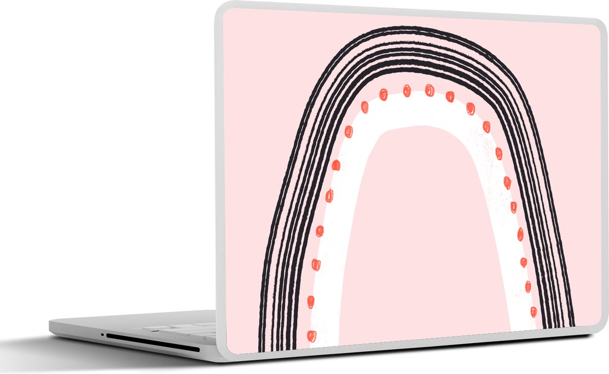 Laptop sticker - 14 inch - Regenboog - Minimalisme - Roze - 32x5x23x5cm - Laptopstickers - Laptop skin - Cover