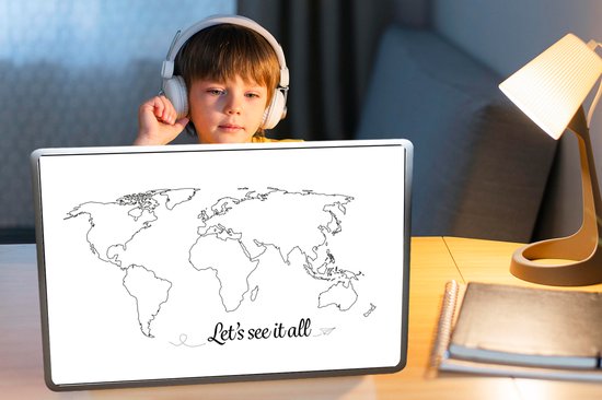Sticker pour ordinateur portable - 17,3 pouces - Wereldkaart - Simple - Citation