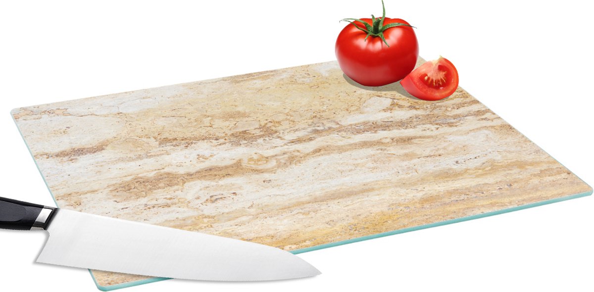 Glazen Snijplank - 39x28 - Marmer - Zand - Textuur - Snijplanken Glas