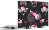 Sticker ordinateur portable - 15,6 pouces - Roses - Fleurs - Motifs
