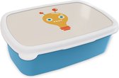 Broodtrommel Blauw - Lunchbox - Brooddoos - Robot - Gloeilamp - Gezicht - Antenne - Kinderen - 18x12x6 cm - Kinderen - Jongen