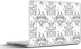 Laptop sticker - 14 inch - Inca - Maskers - Patroon - Zwart-wit - 32x5x23x5cm - Laptopstickers - Laptop skin - Cover