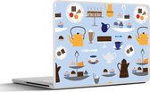 Laptop sticker - 17.3 inch - Patronen - Cupcake - Theepot - Thee - 40x30cm - Laptopstickers - Laptop skin - Cover