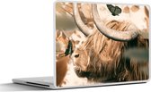 Laptop sticker - 15.6 inch - Schotse hooglander - Vlinders - Dieren - 36x27,5cm - Laptopstickers - Laptop skin - Cover