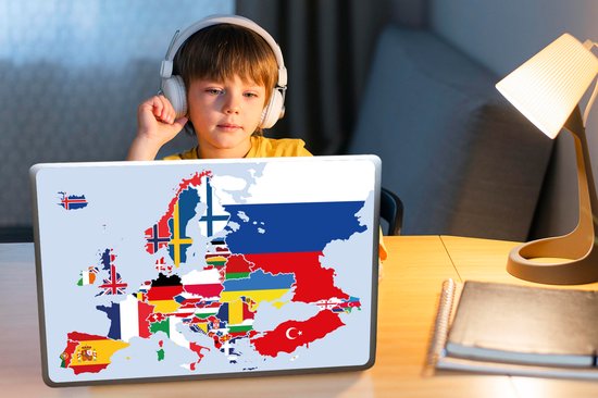 Sticker pour ordinateur portable - 15,6 pouces - Carte - Europe - Drapeau