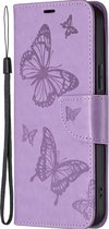 Mobigear Telefoonhoesje geschikt voor Samsung Galaxy S23 Ultra Hoesje | Mobigear Butterfly Bookcase Portemonnee | Pasjeshouder voor 3 Pasjes | Telefoonhoesje voor Pinpas / OV Kaart / Rijbewijs - Paars