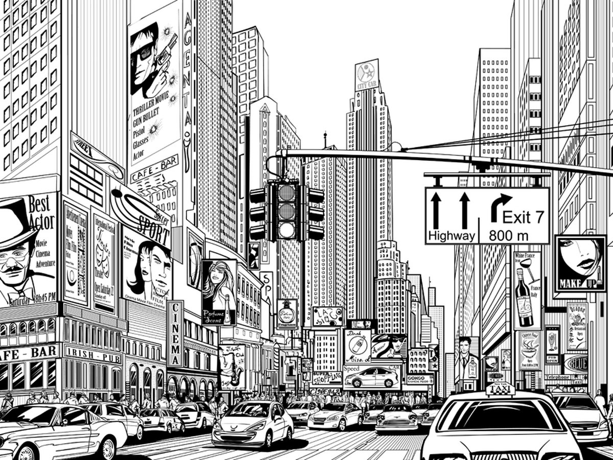 Fotobehang - Straat in New York city.