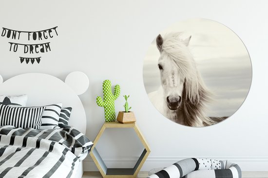 Cercle Mural - Cercle Mural Intérieur - Cheval - Plage - Crinière - ⌀ 120 cm - Décoration murale - Peintures Ronds XXL