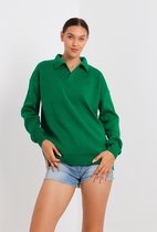 SOCKSTON-Dames trui met kraag- Polo Kraag-Dagelijks Comfort Hoogwaardig Kwaliteit-Green color-Maat One Size