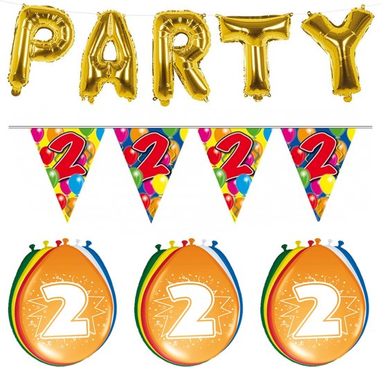 2. Geburtstag Decken-Deko – 2x Hängende Zahlen-Dekoration, über 75 Cm Lang, Mit Befestigung