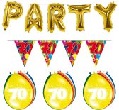 Folat - Verjaardag feestversiering 70 jaar PARTY letters en 16x ballonnen met 2x plastic vlaggetjes