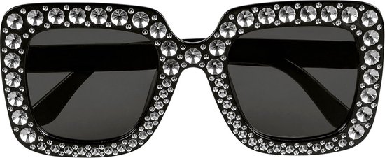 Boland - Partybril Bling bling zwart Zwart - Volwassenen - Glitter and Glamour - Glitter and Glamour