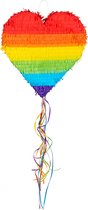 Boland - Trekpiñata Hart regenboog (L) L Multi - Verjaardag, Kinderfeestje, Themafeest - Regenboog