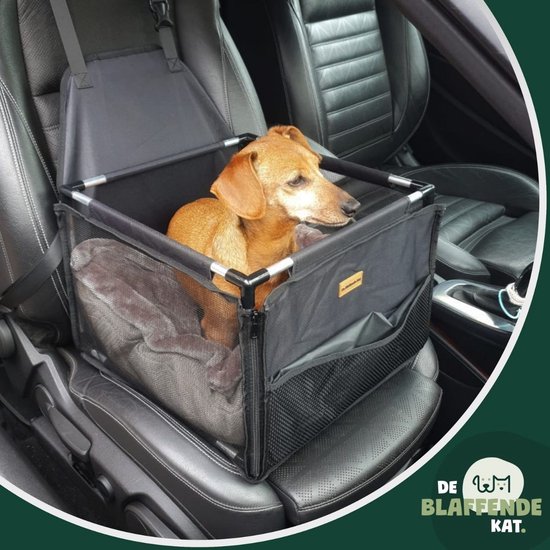Premium Autostoel Hond – Hondenmand Auto – Reisbench Hond – Autobench voor hond – Hondenstoel Auto Zwart - De Blaffende Kat