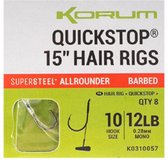 Korum Big Fish 38Cm Quickstops Hair Rigs Barbed 8st. Size 8