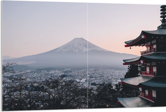 WallClassics - Acrylglas - Chureito Pagoda - Japan - 120x80 cm Foto op Acrylglas (Met Ophangsysteem)