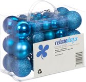 Lot de 50 boules de Noël Relaxdays - traditionnel - plastique - décoration de sapin de Noël - pétrole