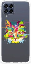 Silicone Case Geschikt voor Samsung Galaxy M53 Smartphone hoesje met doorzichtige rand Cat Color