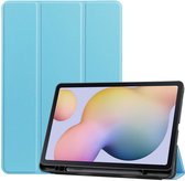 Hoes Geschikt voor Samsung Galaxy Tab S8 hoes – Hoes Geschikt voor Samsung Galaxy Tab S7 hoes - Book Case - Smart Cover – trifold case – 11 inch – Licht Blauw