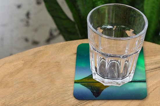Sous- Sous-verres pour verres - Aurores boréales - Berg - Water - Islande - Nature - 10x10 cm - Sous-verres en verre - 6 pièces