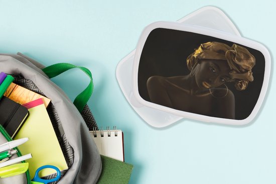 Boîte à pain Wit - Boîte à lunch - Boîte à pain - Femme - Foulard - Or - Luxe - 18x12x6 cm - Adultes