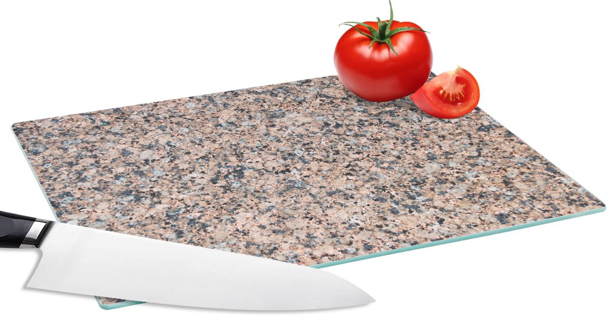 Glazen Snijplank - 28x20 - Graniet - Steen - Patroon - Design - Bruin - Grijs - Snijplanken Glas