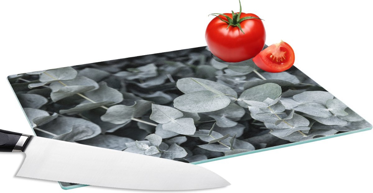 Glazen Snijplank - 28x20 - Natuur - Planten - Eucalyptus - Bladeren - Snijplanken Glas