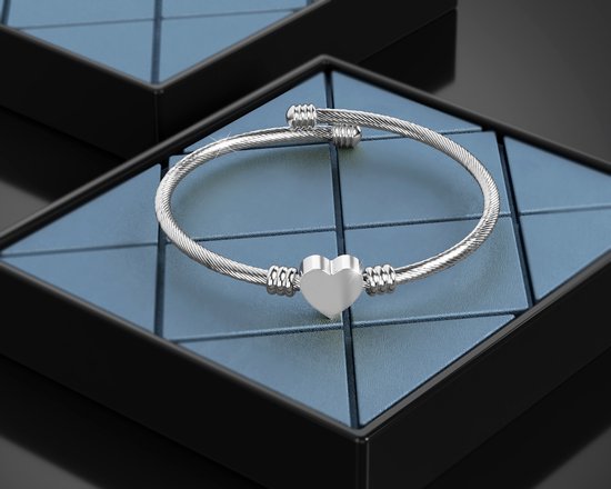 Malinsi Armband Dames Unique Hart - Compleet RVS - Zilver - Armbandjes Verstelbaar - Armbandje Vrouw - Malinsi