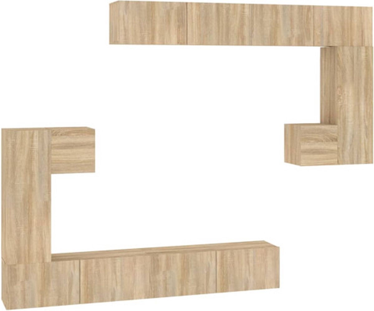 vidaXL - Tv-wandmeubel - bewerkt - hout - sonoma - eikenkleurig