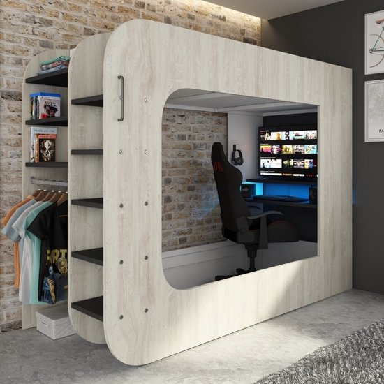 Hoogslaper Graham met gamebureau 90x200cm - den