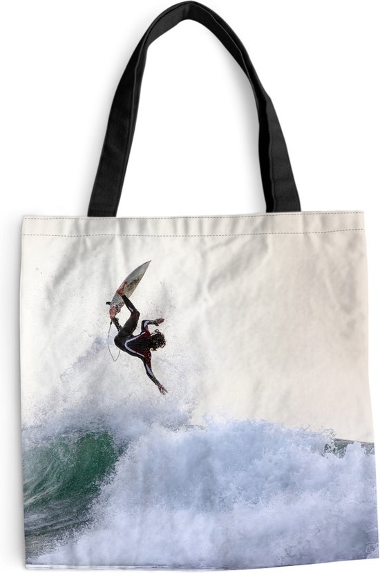 Sac à bandoulière - Sac de plage - Shopper Surfer fait un tour - 45x45 cm - Sac en coton