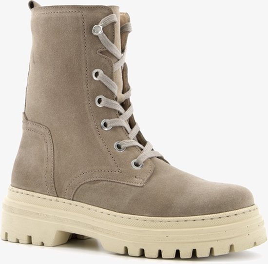 Hush Puppies leren dames veterboots - Beige - Maat 37 - Echt leer | bol.com