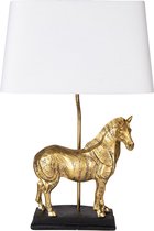 Clayre & Eef Lampe de table Cheval 35x18x55 cm Couleur or Blanc Plastique Lampe de bureau