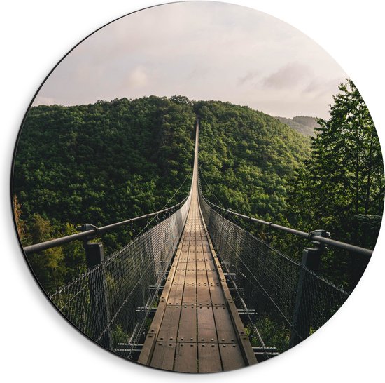 WallClassics - Dibond Muurcirkel - La passerelle du Moulin de l'Epine Brug - 40x40 cm Foto op Aluminium Muurcirkel (met ophangsysteem)