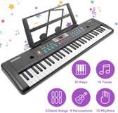 FOXSPORT Piano Keyboard - 61 lichttoetsen - Elektronisch Keyboard met Microfoon - Keyboard Piano - Elektrische Piano - Elektronisch Orgel - Kinder Keyboard - Educatief Speelgoed - ZWART