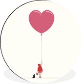 Illustration pour enfants d'une fille avec un ballon et son chien Cercle mural aluminium ⌀ 120 cm - impression photo sur cercle mural / cercle vivant / cercle de jardin (décoration murale)