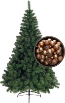 Bellatio Decorations kerstboom H240 cm - met kerstballen camel bruin